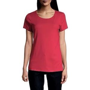 St. John’s Bay Women’s Short Sleeve T Shirt Blouse Vermillion Red Size M Medium